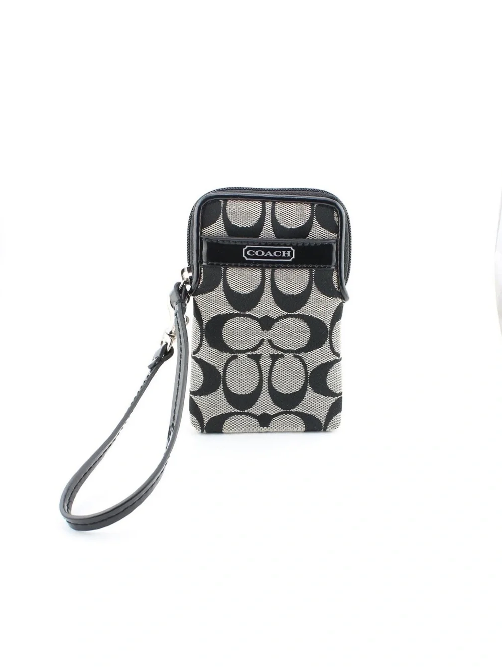 Coach Y2K Black Signature C Monogram Vertical Phone Bag Pouch Wristlet